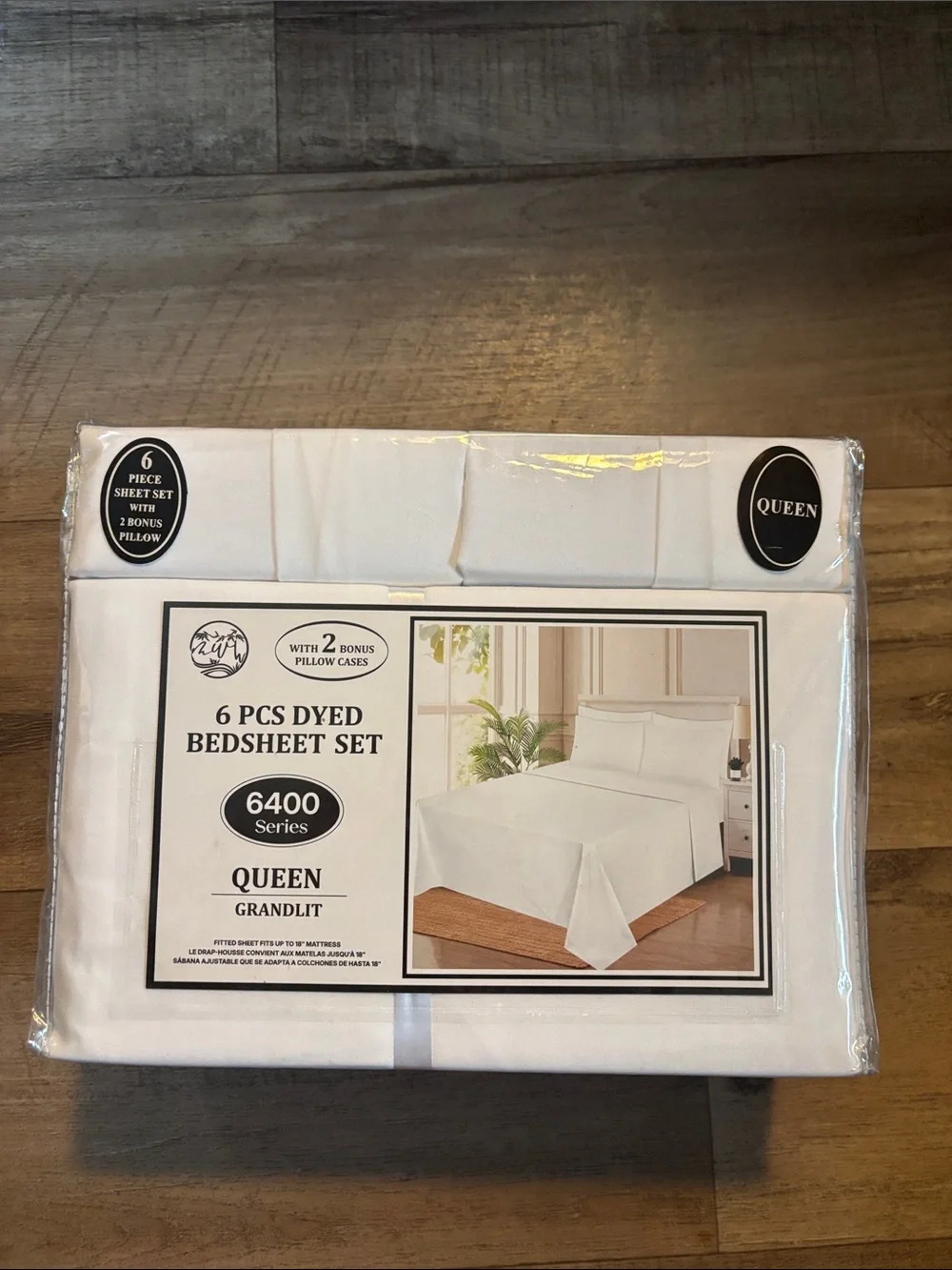 Queen 6-Piece Dyed Bedsheet Set - White